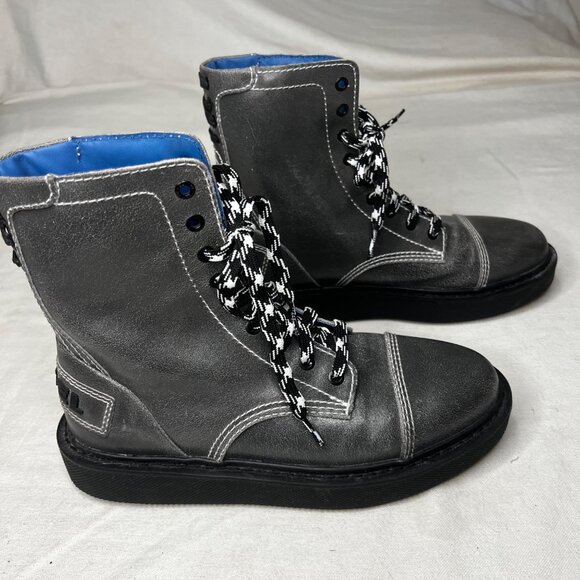 Diesel D-Cage Gray Leather Combat Boots US 9 STOCK: 01775 YPR 276 T8085 - Picture 14 of 16